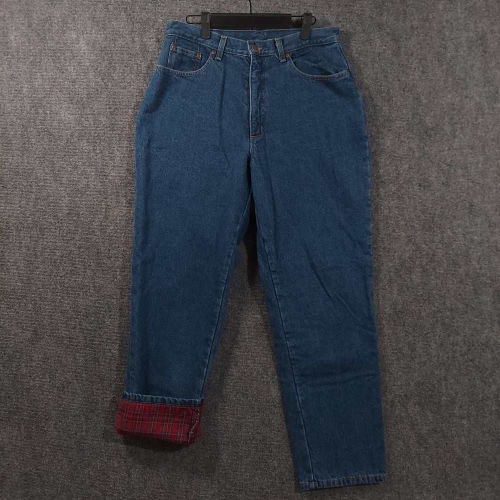 L.L. Bean Double L Relaxed Flannel Lined High Rise Jeans‎ Womens 14R Blue
